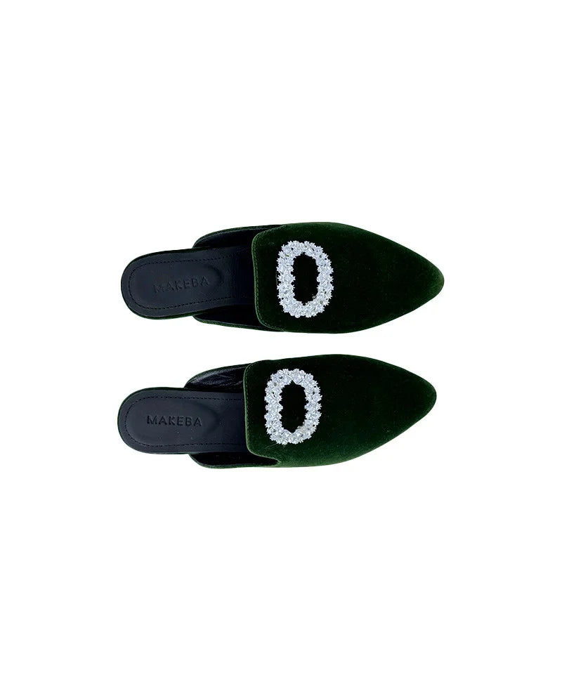 Babouche - OLIVE VELVET